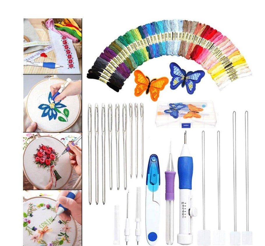 DIY Embroidery Starter Kit with 50 Threads - Cross Stitch Craft Set
