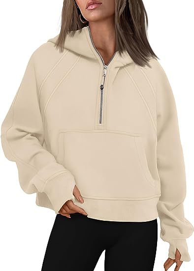 Zipper Hoodies Sweatshirts with Pocket Loose Sport Tops Long Sleeve