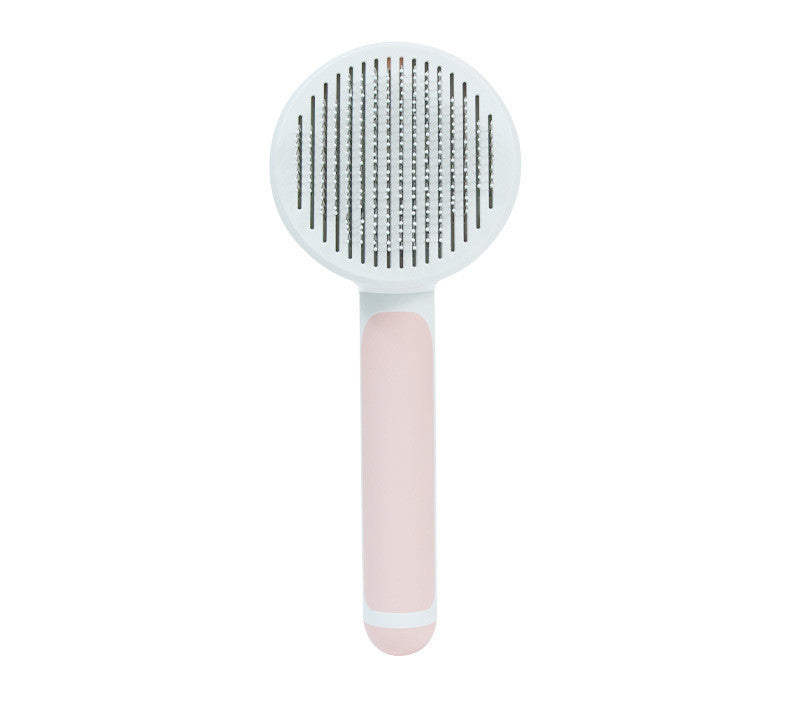 Round Handle Self-Cleaning Slicker Brush - 135° Pins Pet Dematting Comb