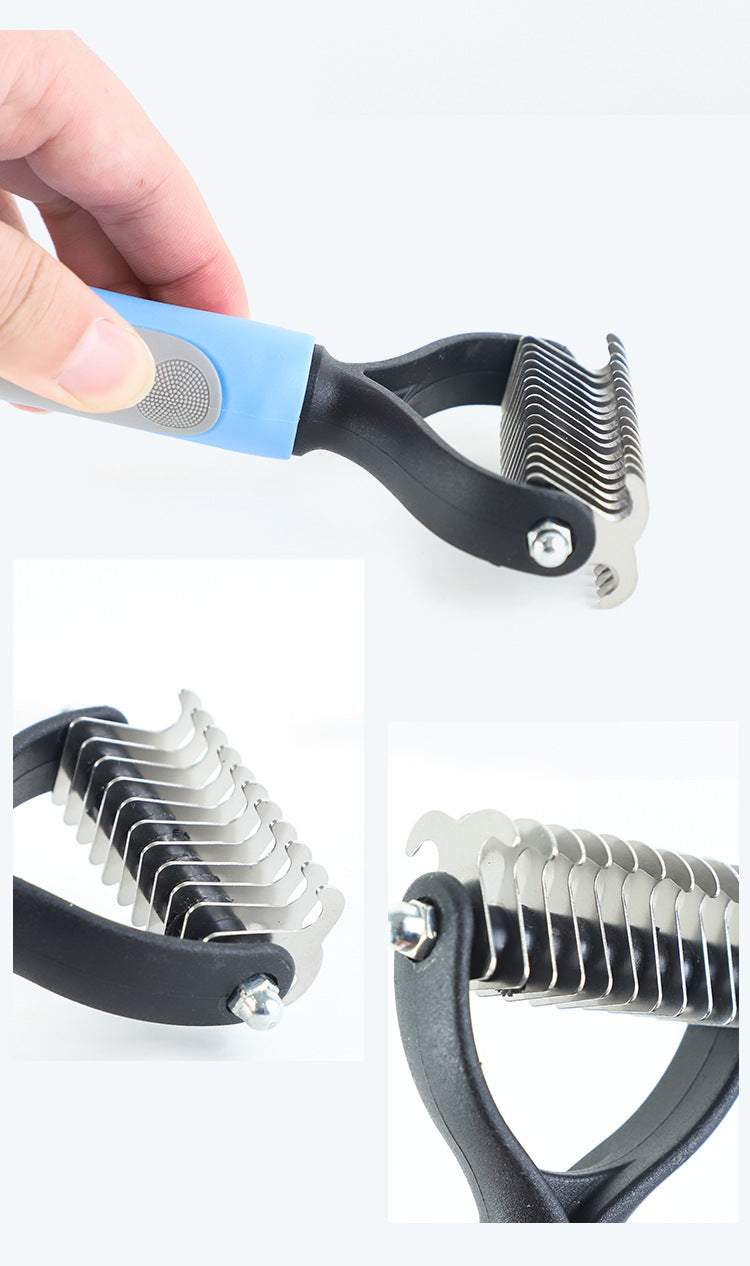 Double-Sided Stainless Steel Pet Brush - Deshedding & Dematting Comb for Dogs and Cats