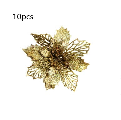 Christmas Glitter Artifical Flowers Tree Decorations for Home Fake
