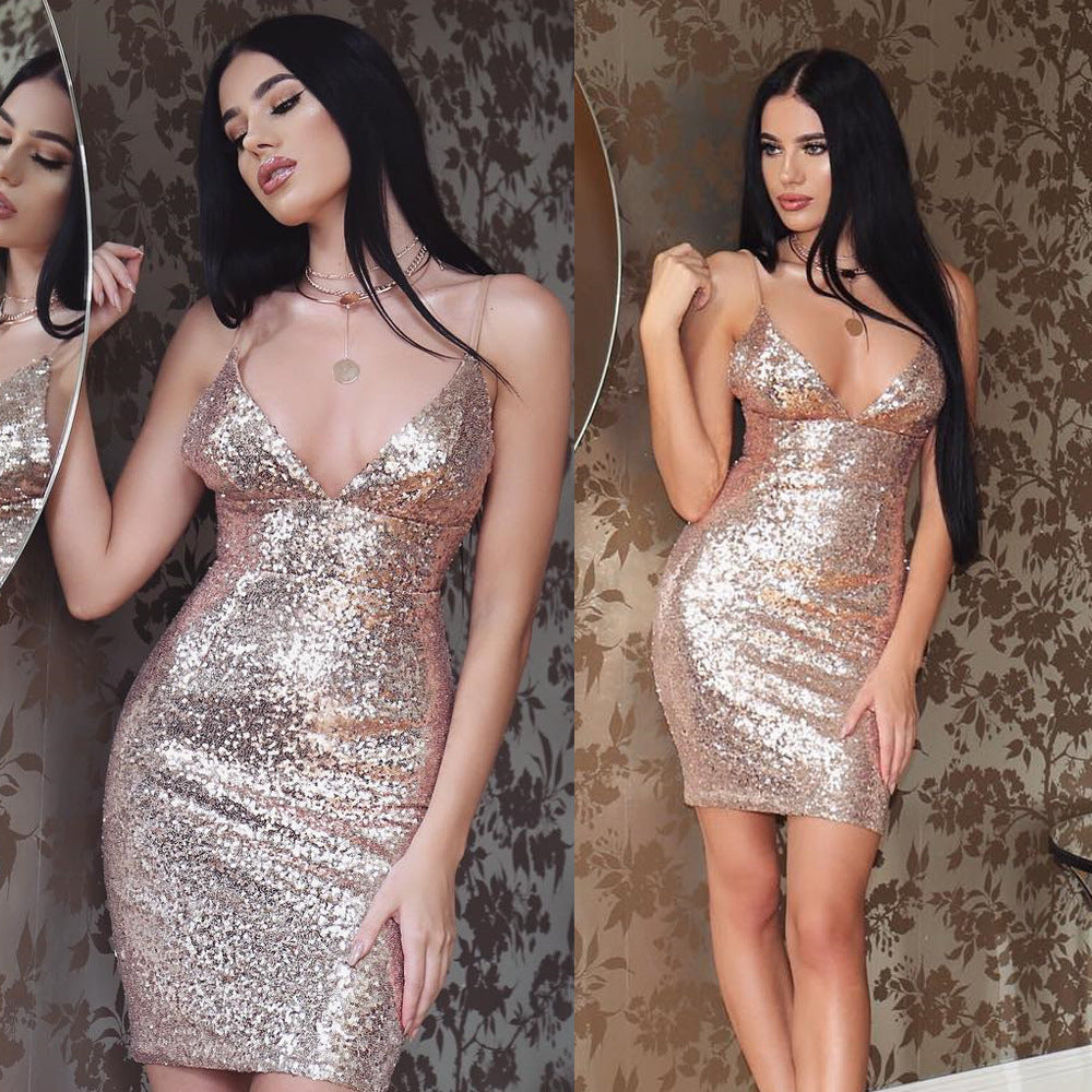 Strap Sequin Dress – Women's Dress