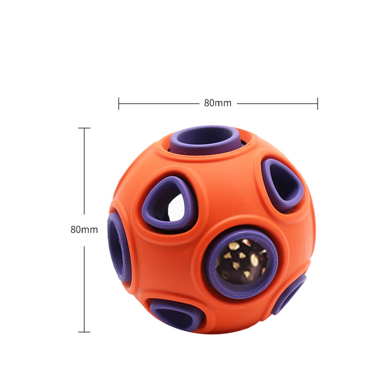 Light-Up Squeaky Dog Ball - Glowing Rubber Toy Ball with Bell Sound