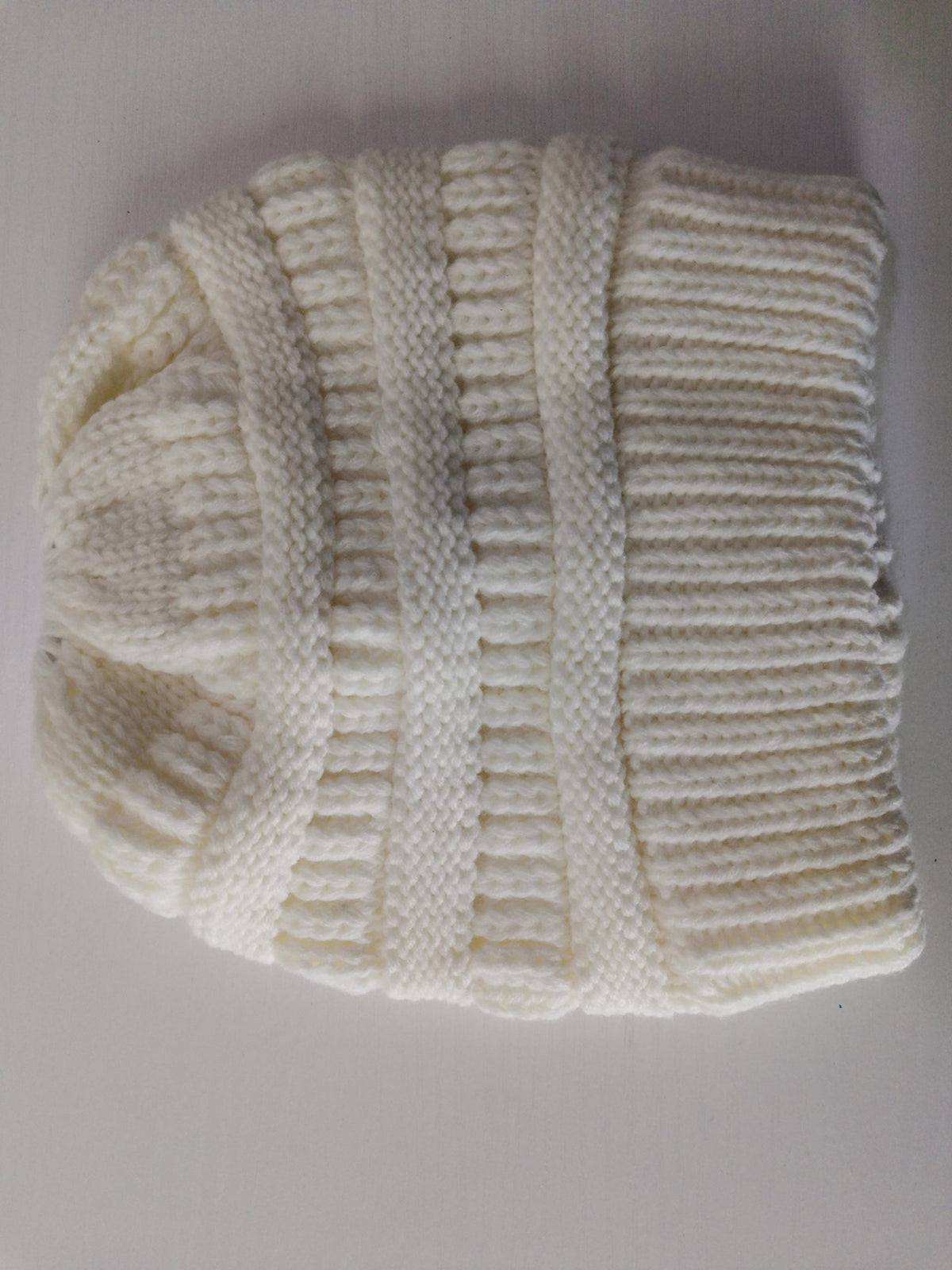 Mixed Color Knitted Wool Hat Ladies Non-Labeled Ponytail