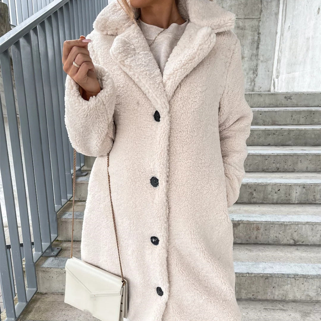 Women's Long-Sleeved Lapel Plush Jacket Top
