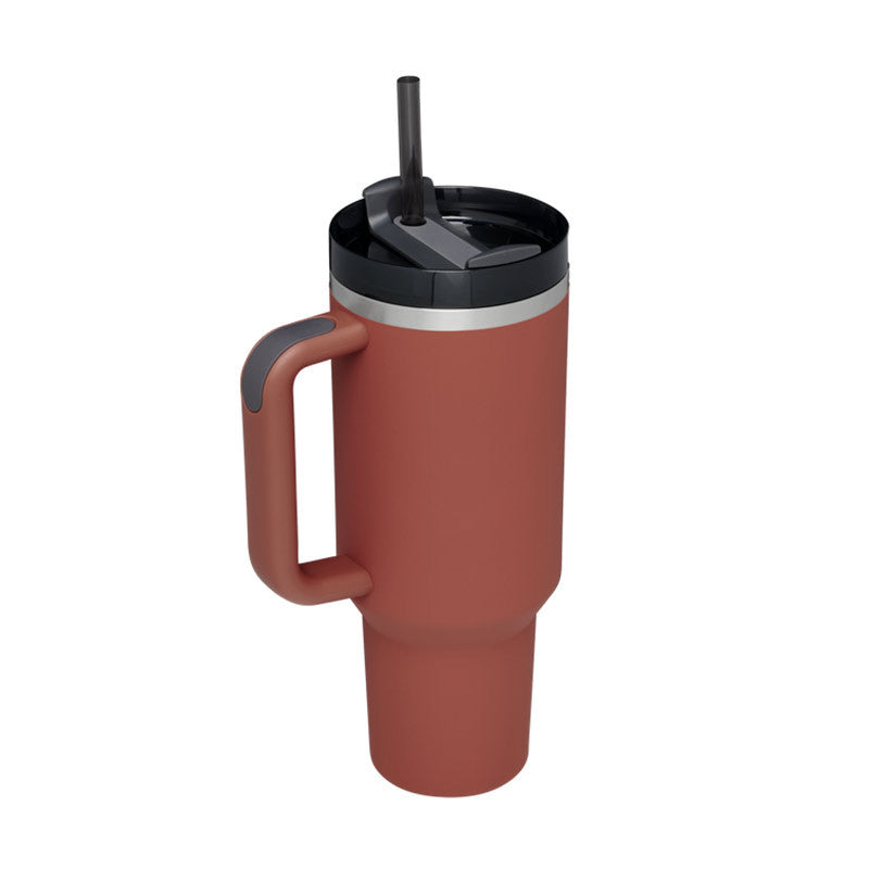 40oz Insulated Tumbler with Handle & Straw - Stainless Steel Leakproof Travel Mug