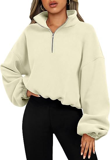 Loose Sport Pullover Hoodie Women Winter Solid Color Zipper Stand