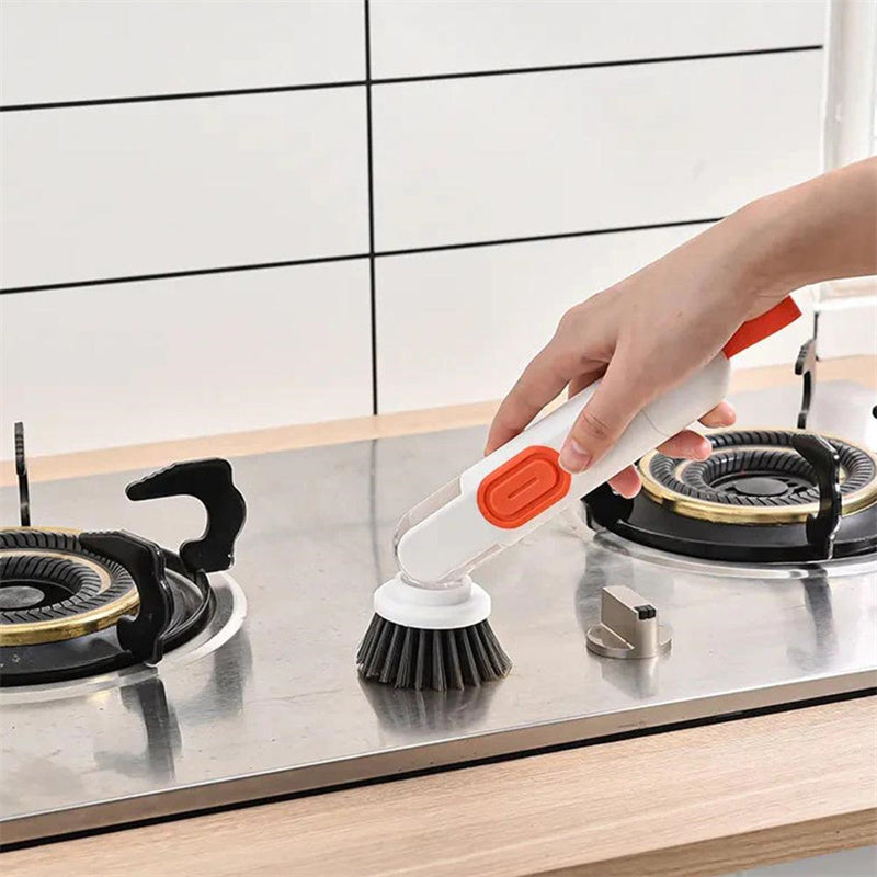 Long-Handle Liquid-Fill Dish Brush - Soap Dispensing Scrubber