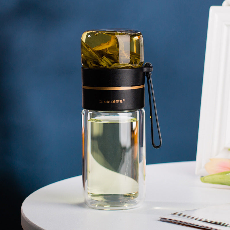Double-Wall Glass Tea Infuser Bottle - 400-450 ml
