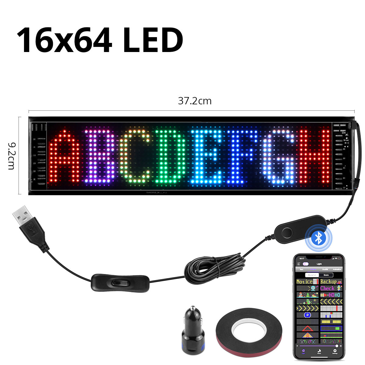 USB Programmable LED Pixel Matrix Flexible Screen - DIY Scrolling Text & Animation Panel