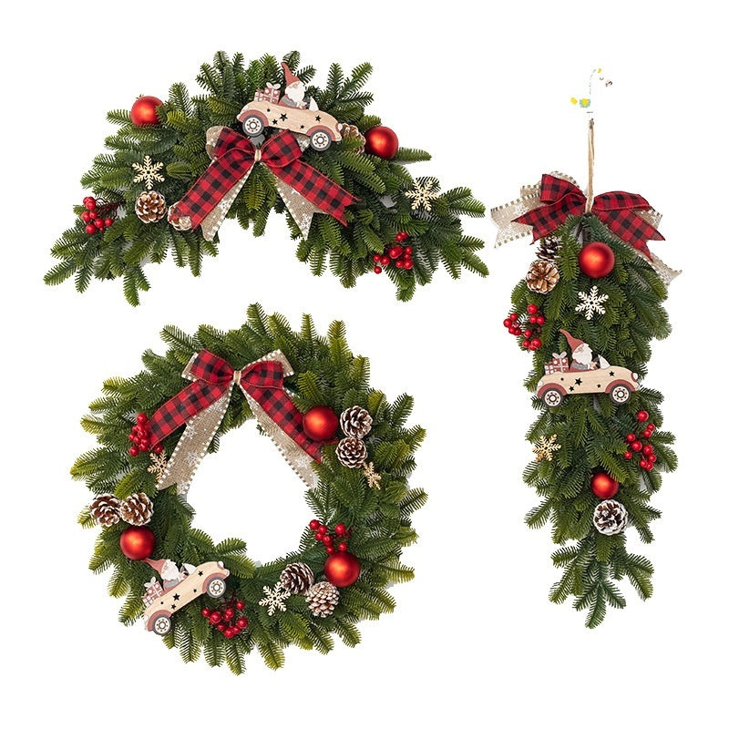Christmas Decoration Upside Down Tree Horn Rattan Wreath | Xmas Holiday Decor