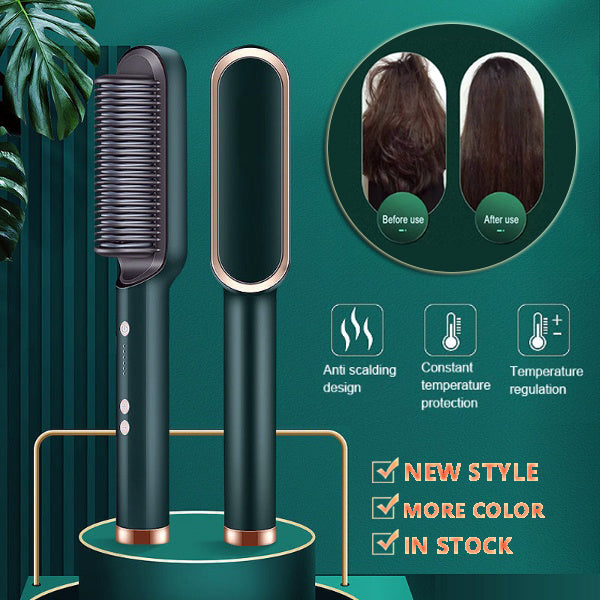 New 2-in-1 Hair Straightener Hot Comb Negative Ion Curling Tong