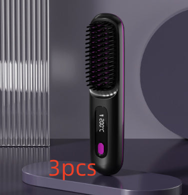 2-in-1 Straight Hair Comb Wireless Straightener Brush Fast Heating