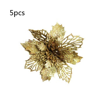 Christmas Glitter Artifical Flowers Tree Decorations for Home Fake