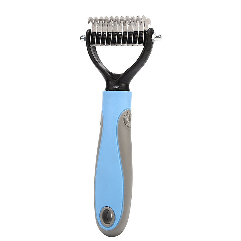Double-Sided Stainless Steel Pet Brush - Deshedding & Dematting Comb for Dogs and Cats
