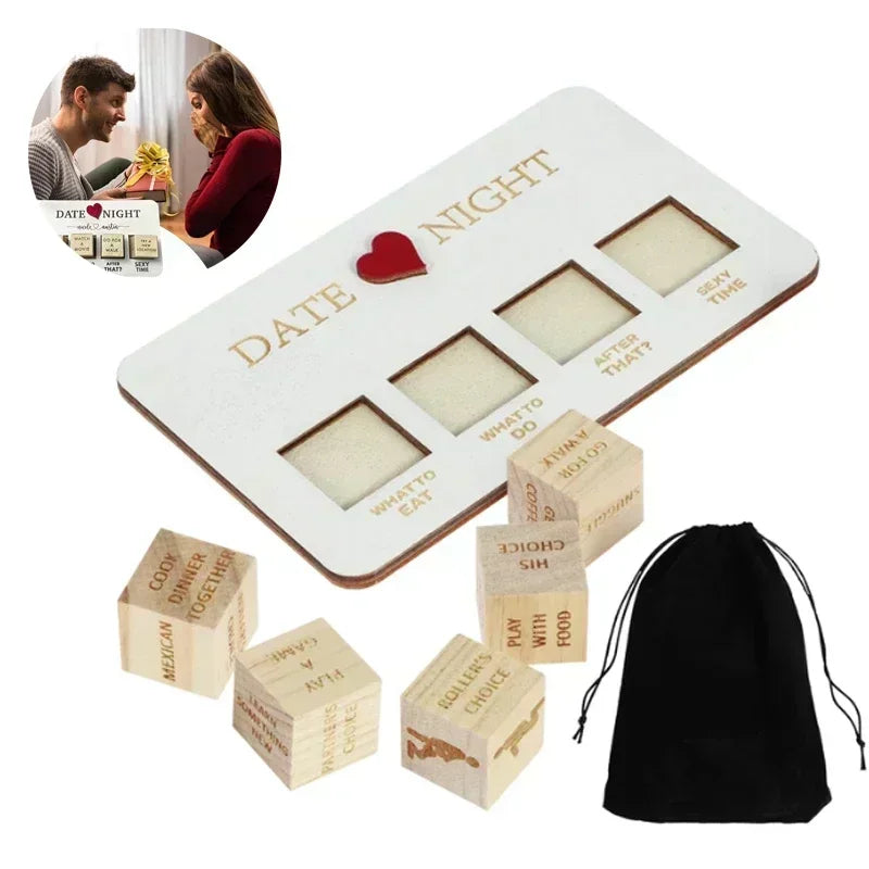 Wooden Date Night Dice - Couples Decision Game Gift