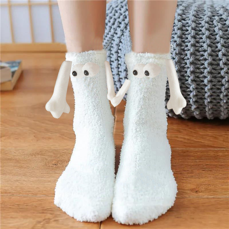 Christmas Supplies Magnetic Suction Hand in Couple Socks Coral Fleece