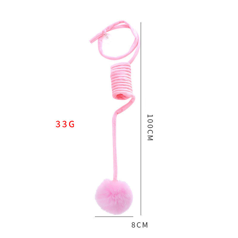 Spring Suction Cup Cat Toy - Interactive Fur Ball Teaser for Solo Play