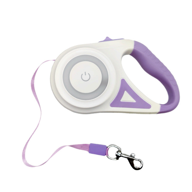Retractable Dog Leash with LED Light - 3 m / 5 m One-Hand Brake Lead