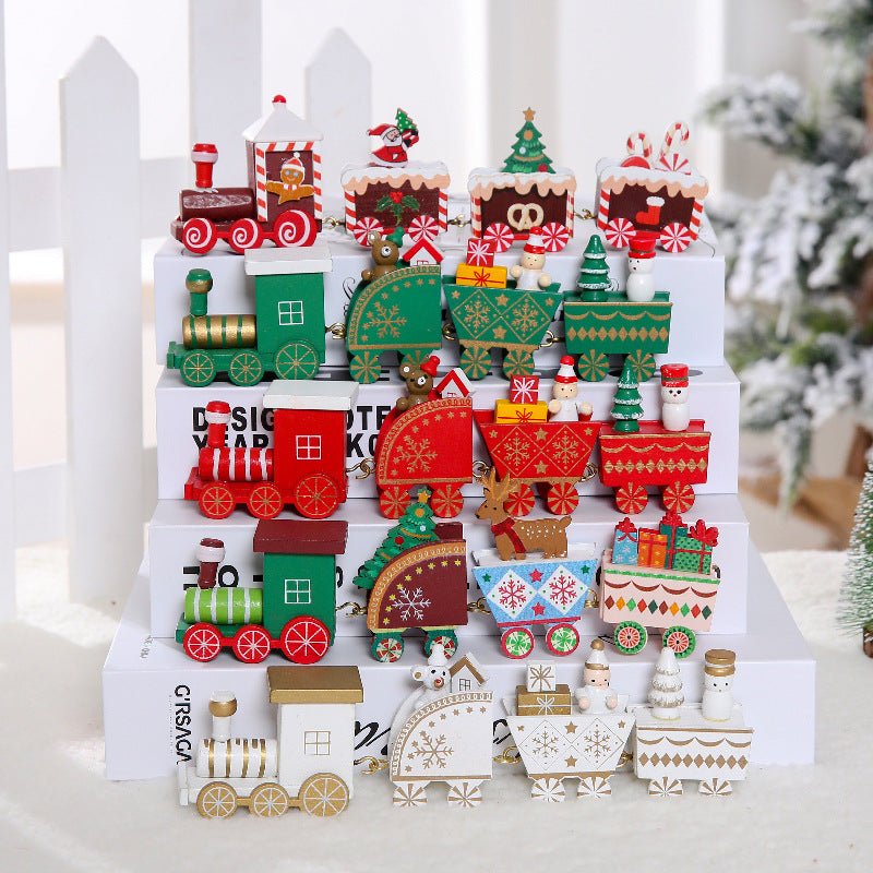 Christmas Wooden Train Decorations | Xmas Holiday Decor