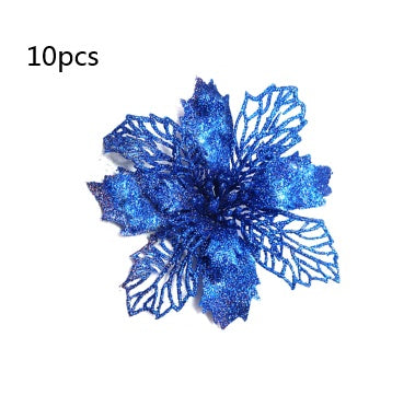 Christmas Glitter Artifical Flowers Tree Decorations for Home Fake