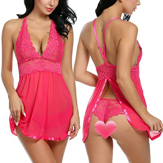 Women’s Fun Split Pajama Lingerie Set - Plus Size Available