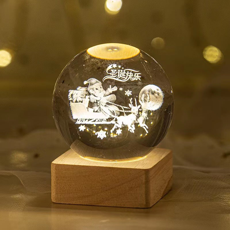 Starry Sky Planet Moon Crystal Ball Night Light - Galaxy Decor Lamp