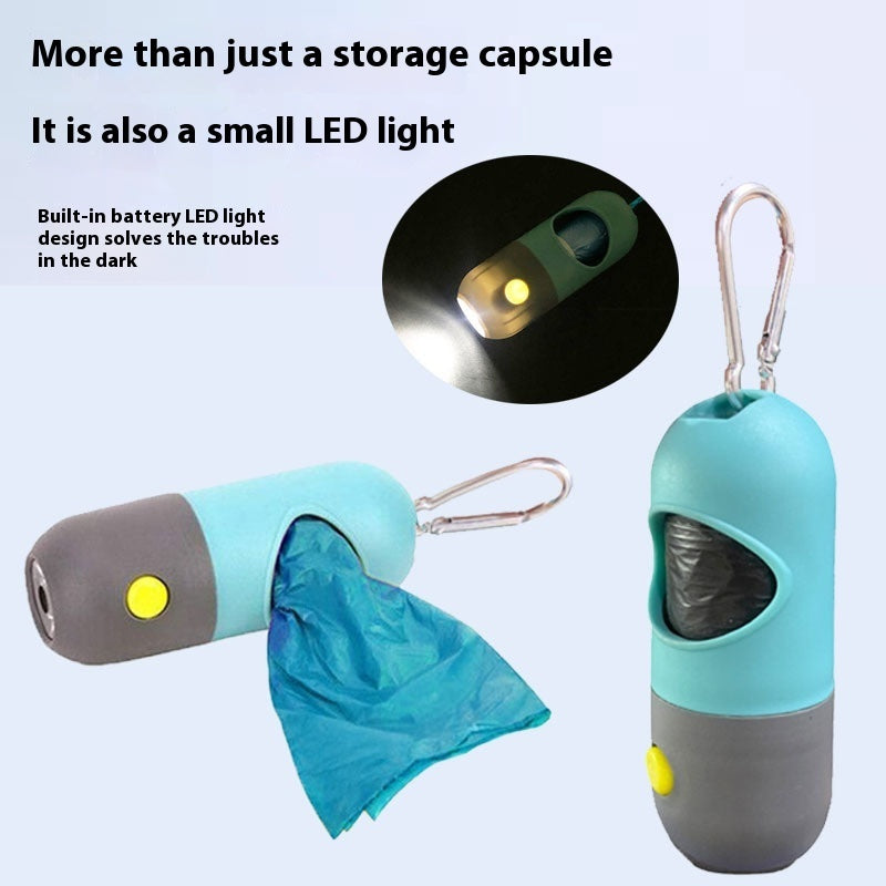 LED Dog Poop Bag Dispenser - Light-Up Waste Bag Holder with Flashlight