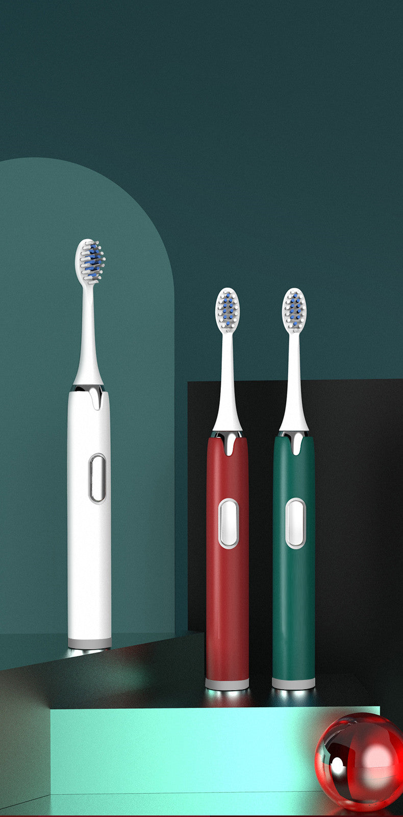 Ultrasonic Sonic Electric Toothbrush - USB Rechargeable with Brush Heads