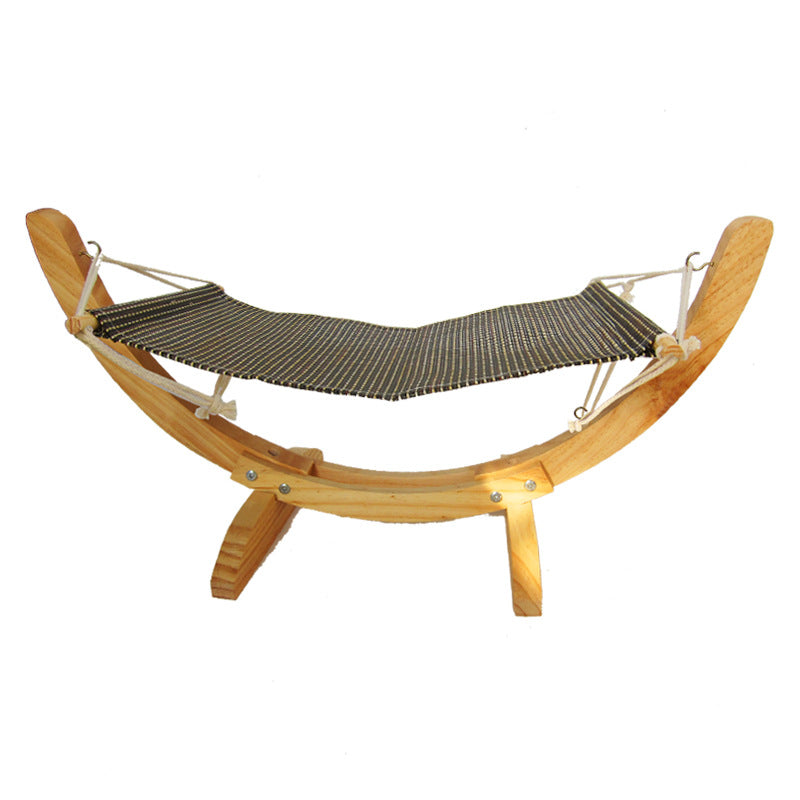 Wooden Cat Hammock Bed - Elevated Cat Lounger with Washable Fabric