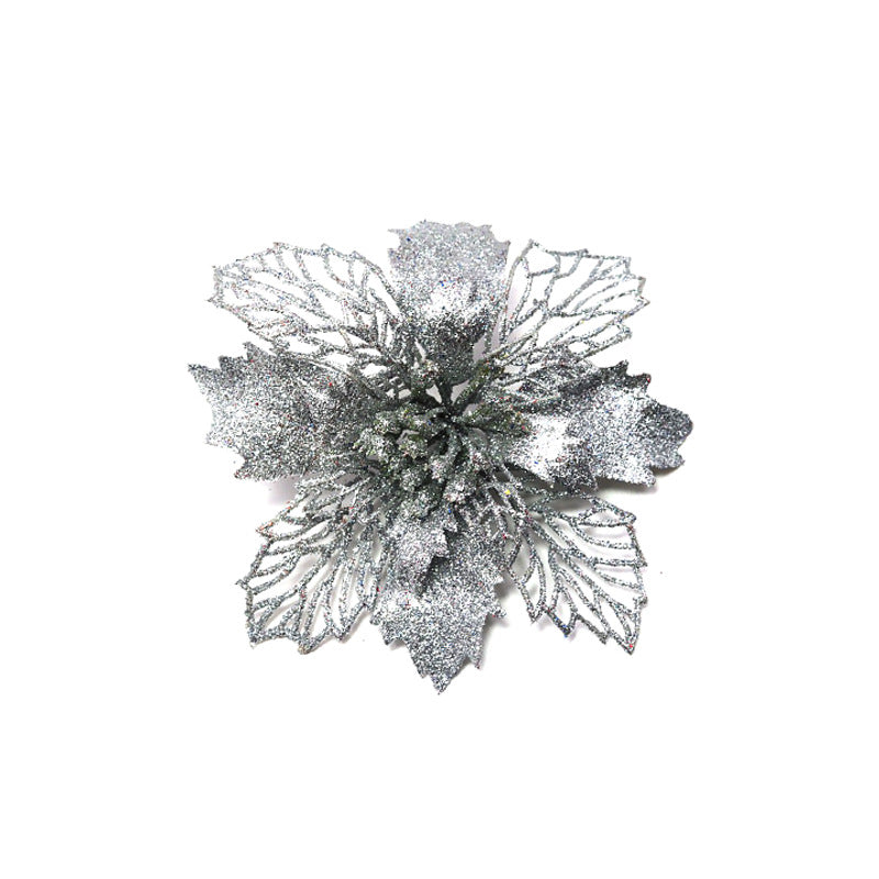 Christmas Glitter Artifical Flowers Tree Decorations for Home Fake