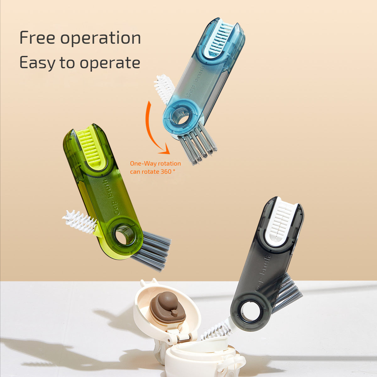 3 in 1 Tiny Bottle Cup Cover Brush Straw Cleaner Tools