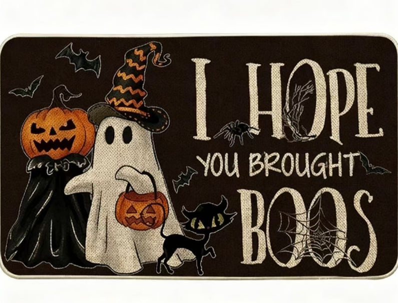 Halloween Doormat - Non-Slip Welcome Mat with Pumpkin & Ghost Designs