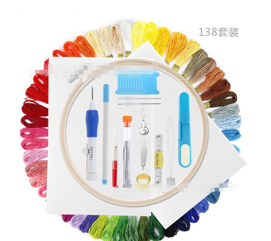 DIY Embroidery Starter Kit with 50 Threads - Cross Stitch Craft Set