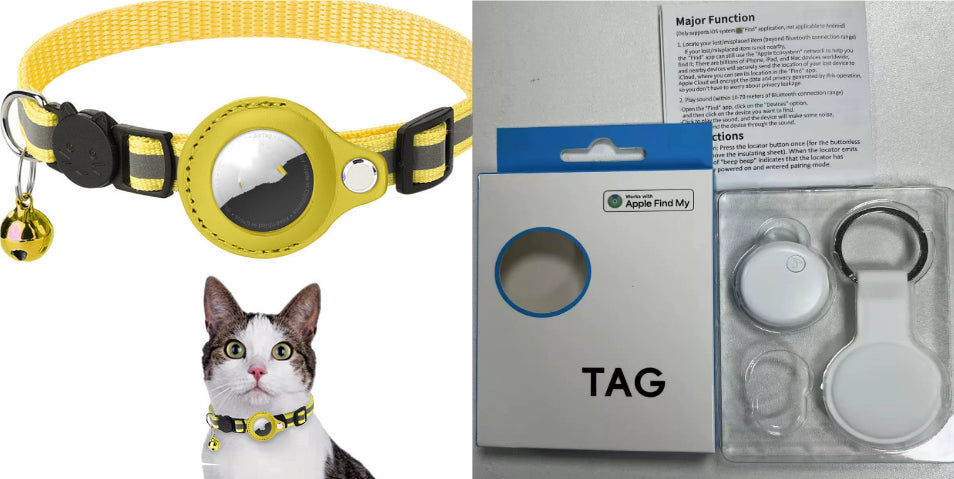 Reflective AirTag Dog Collar - Nylon Pet Collar with Waterproof AirTag Holder
