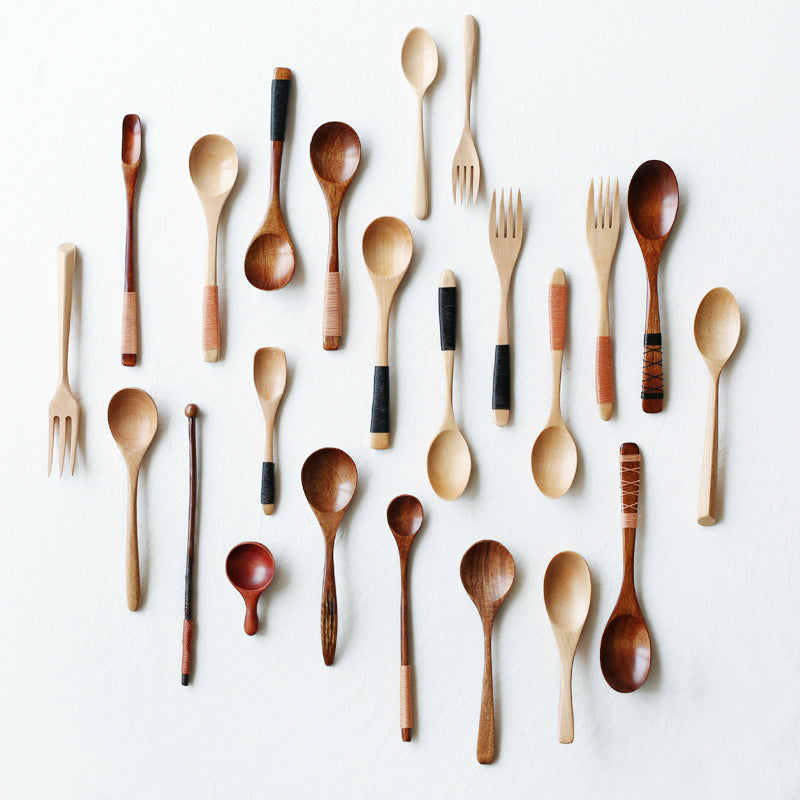 Japanese Style Wooden Bamboo Spoon & Fork Set - Eco Tableware