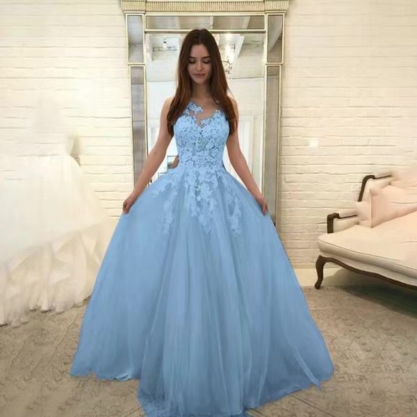Women Wedding Dress Sleevless Flowers Lace
