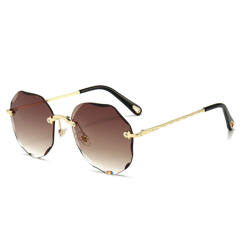 Polygonal Sunglasses Women Rimless Trimmed