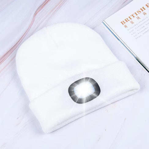 Knit Hat Button Cell Type Knitted with Light Glowing