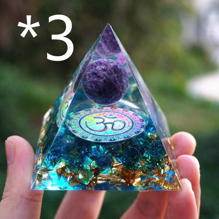 Natural Tiger Eye Orgonite Pyramid Healing Crystals Centerpiece Energy