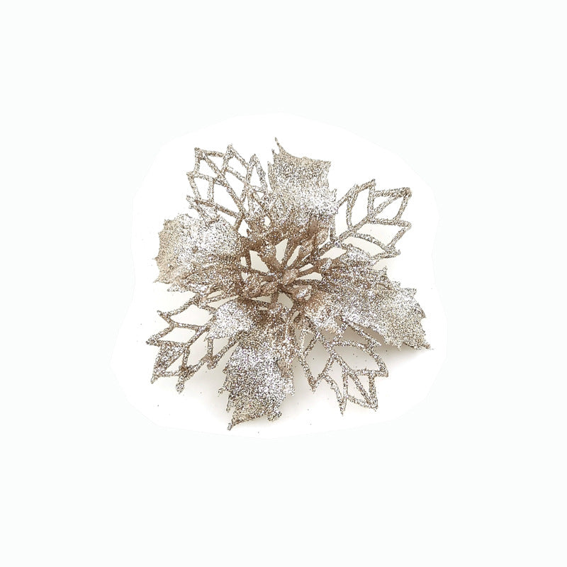 Christmas Glitter Artifical Flowers Tree Decorations for Home Fake
