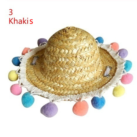 Cute Pet Sunglasses & Straw Hat - Retro Cat and Small Dog Glasses Photo Accessory