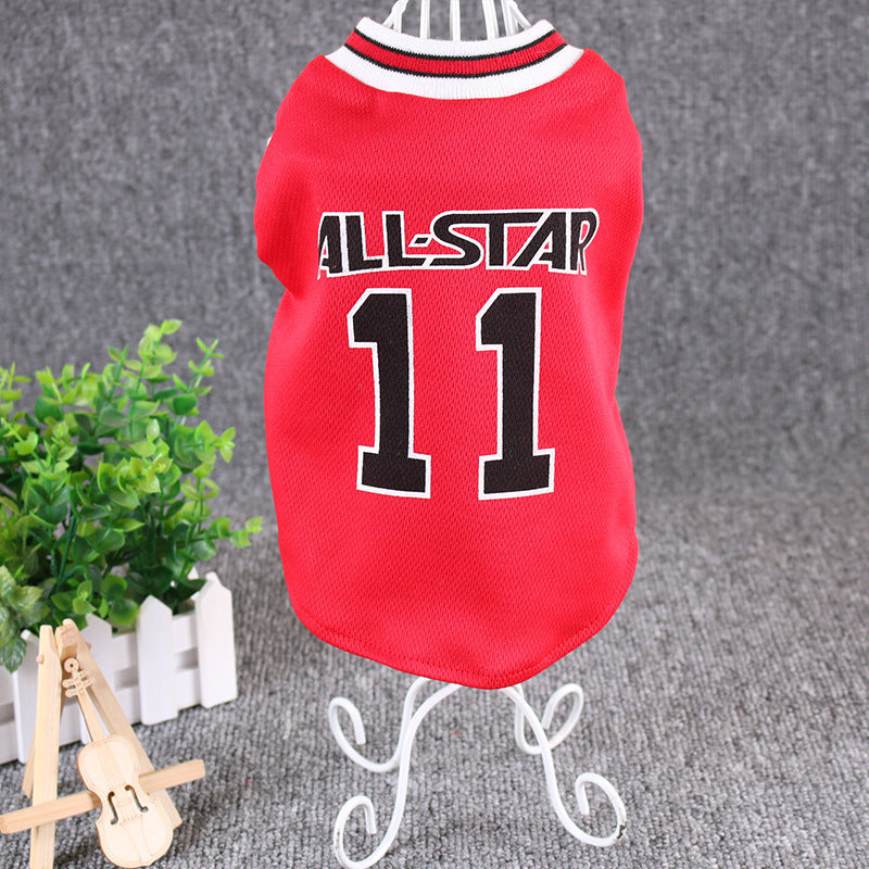 Football Print Dog Vest - Breathable Cotton Summer T-Shirt for Small Dogs