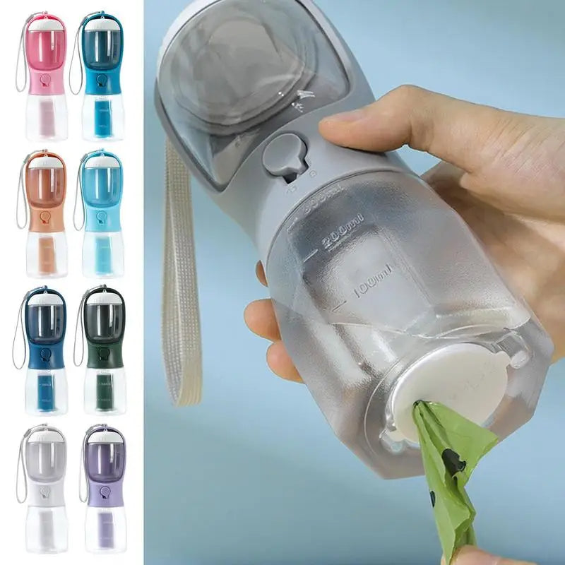 3-in-1 Portable Dog Water Cup 300 ml - Drinker, Food Container & Poop Bag Holder