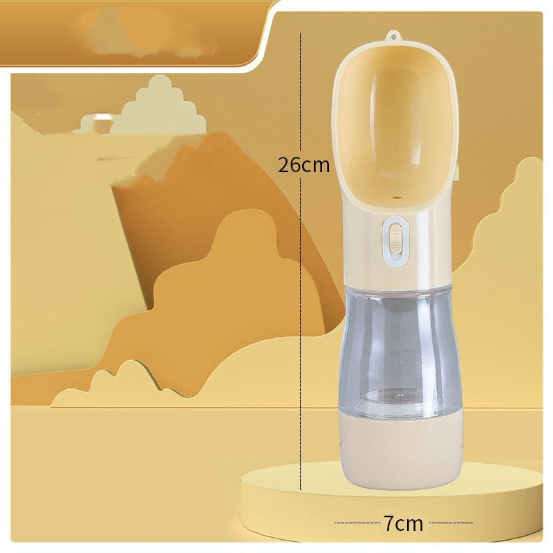 Portable Dog Water Bottle with Food Bowl - Travel Pet Drinking Bottle 458 ml