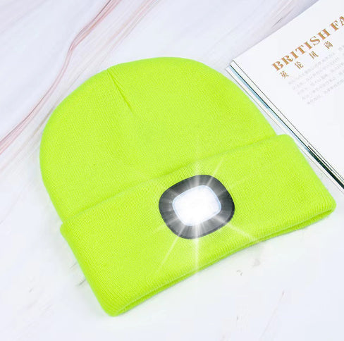 Knit Hat Button Cell Type Knitted with Light Glowing