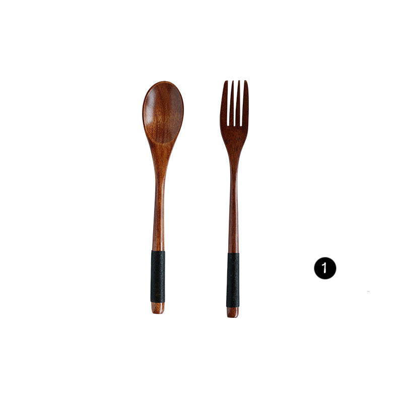 Japanese Style Wooden Bamboo Spoon & Fork Set - Eco Tableware