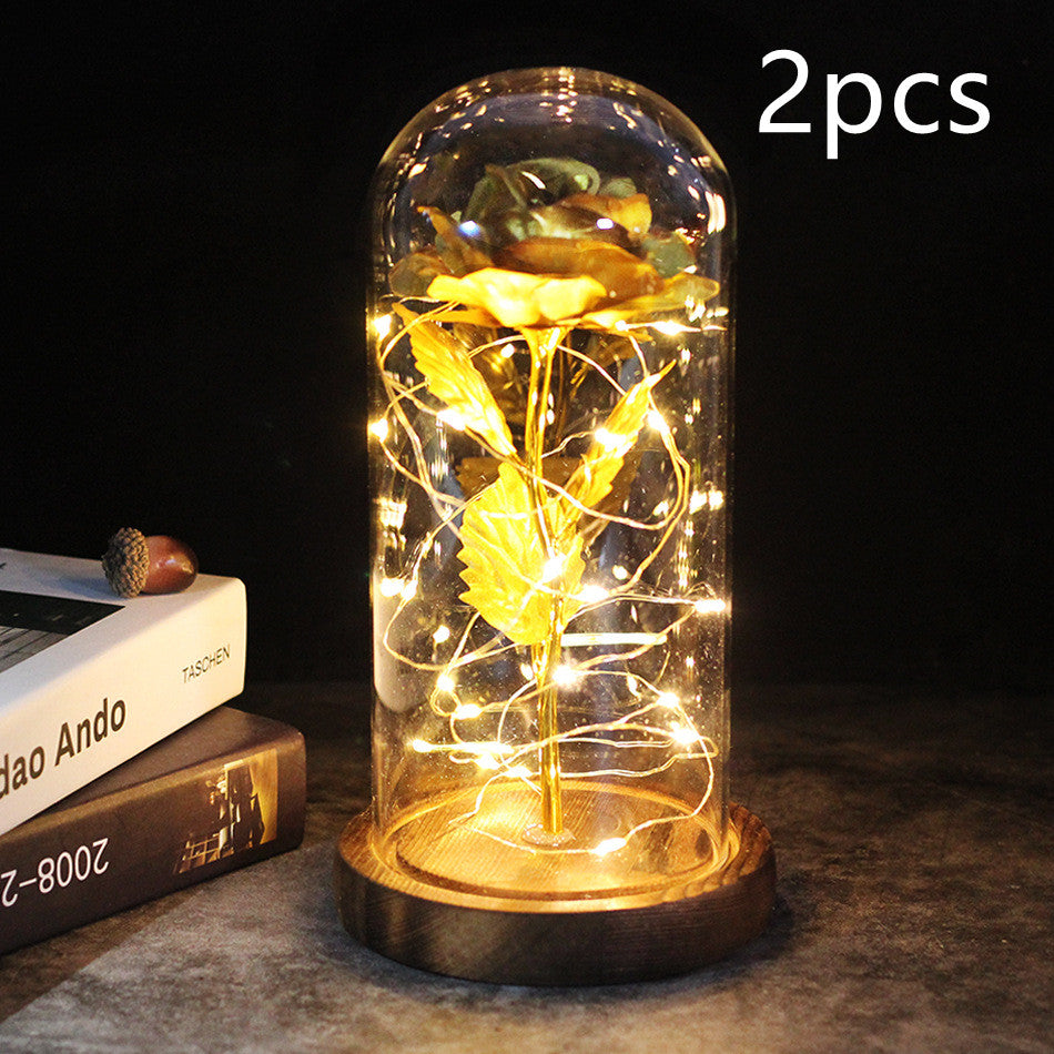 Little Prince Rose in Glass Dome - Eternal Flower LED Gift