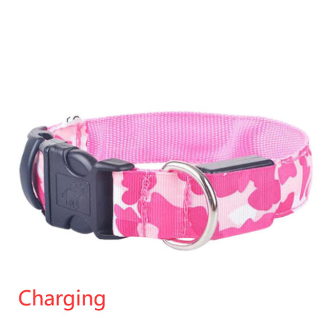 Camouflage LED Dog Collar - Light-Up Safety Collar, Battery or USB Charging