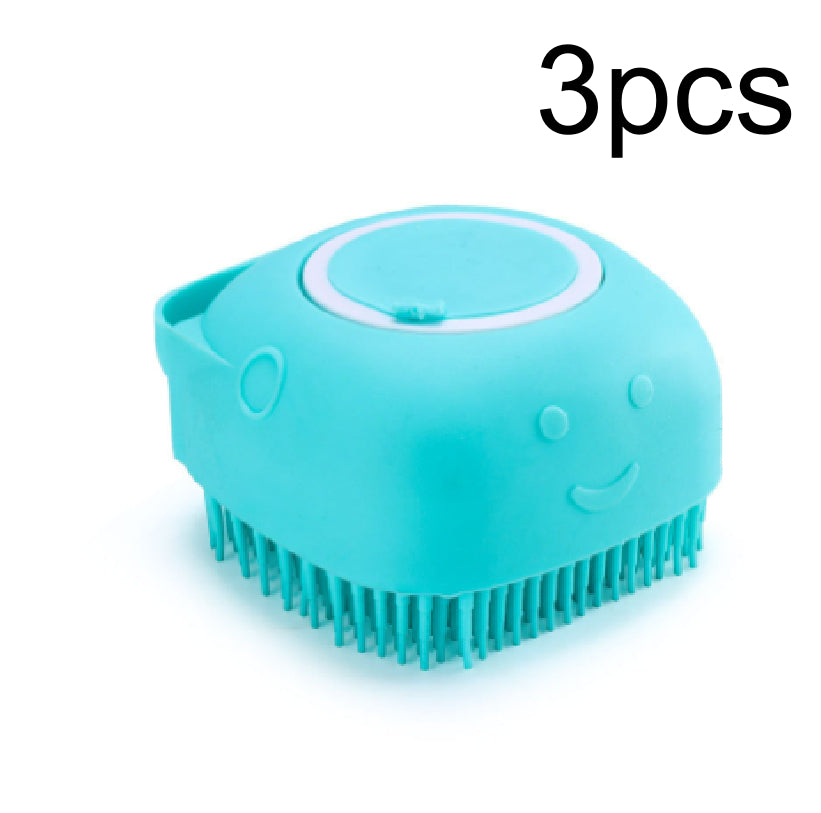 Silicone Dog Bath Brush with Shampoo Dispenser - Massage Grooming Scrubber